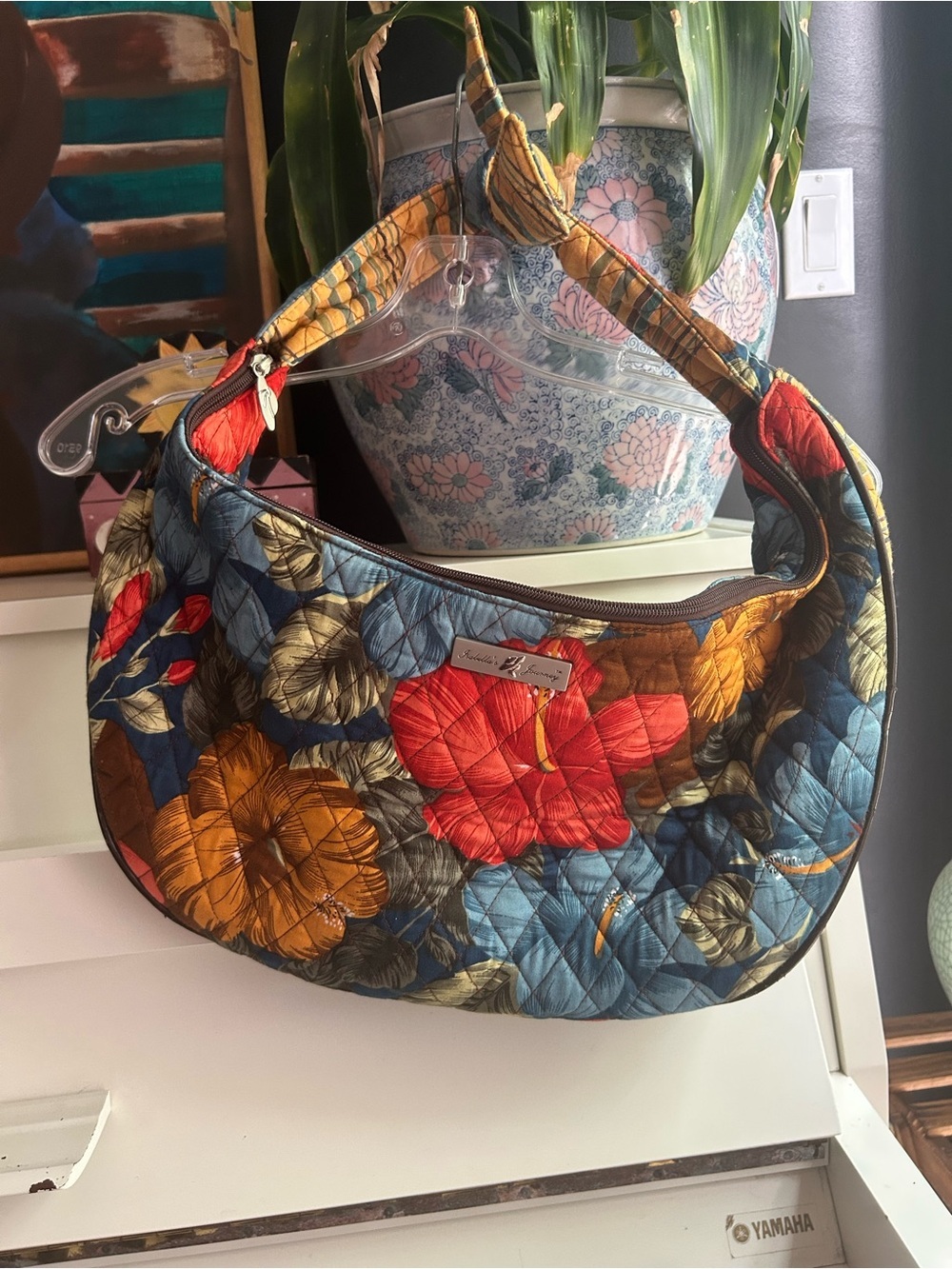 Isabella’s Journey Quilted Floral Shoulder Bag Padded Multicolor Tote Purse Bag